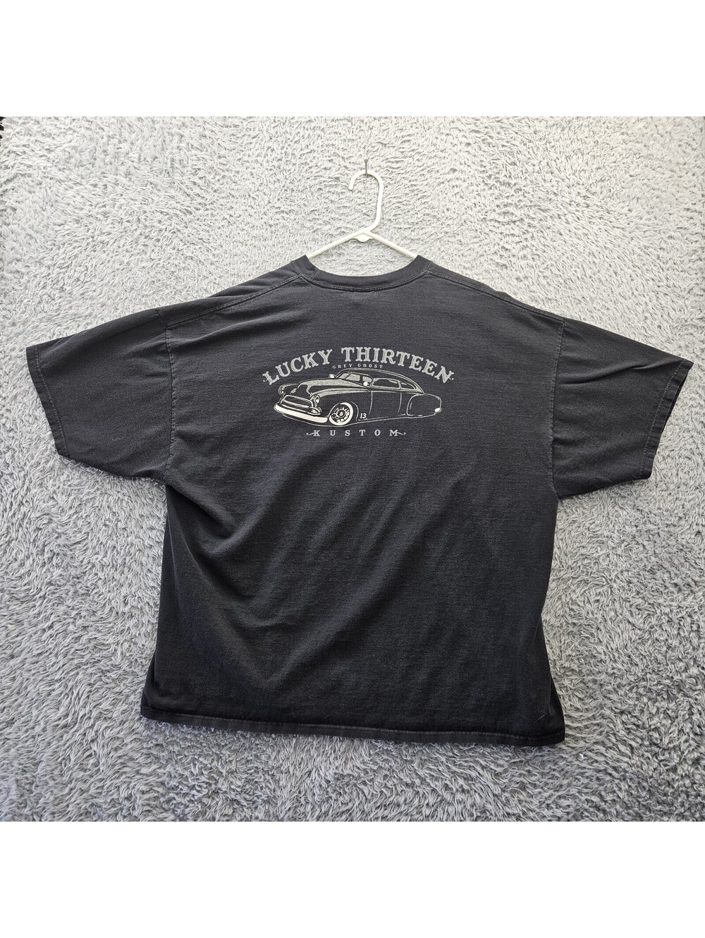 Lucky Thirteen 13 Vintage T Shirt Gray Ghost Hot Rod Rockabilly Made in USA